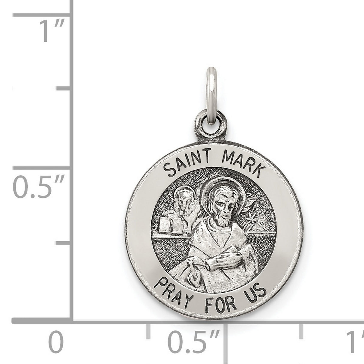 Sterling Silver Saint Mark Pendant, Catholic Religious Medal Charm for Men or Women