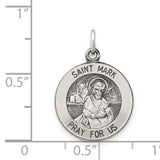 Sterling Silver Saint Mark Pendant, Catholic Religious Medal Charm for Men or Women