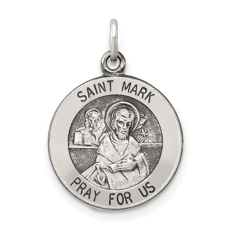 Sterling Silver Saint Mark Pendant, Catholic Religious Medal Charm for Men or Women