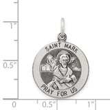 Sterling Silver Saint Mark Pendant, Catholic Pray for Us Medal Charm