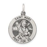 Sterling Silver Saint Mark Pendant, Catholic Pray for Us Medal Charm