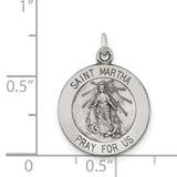 Antiqued Saint Martha Medal Charm Pendant in Real 925 Sterling Silver