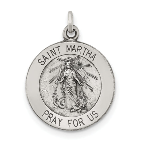 Sterling Silver Saint Martha Pendant, Catholic Religious Medal for Women or Unisex Wear