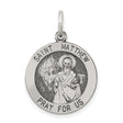 Sterling Silver Saint Matthew Pendant Medal with Image and Prayer Inscription