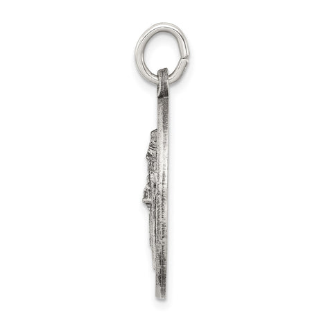 Sterling Silver Saint Patrick Pendant with Bishop Staff, Catholic Religious Medal