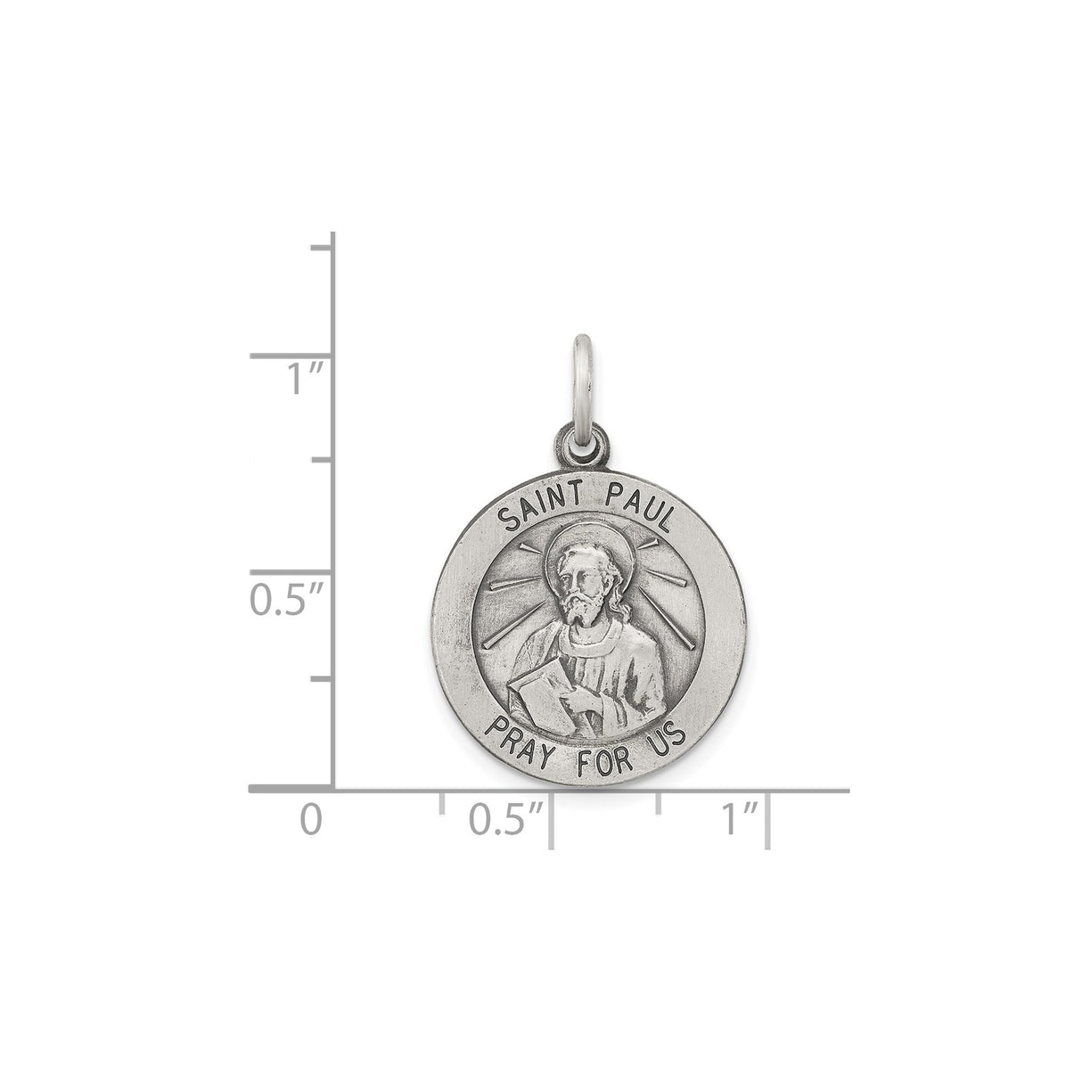 Sterling Silver Saint Paul Medal Pendant with Prayer Inscription, Christian Religious Charm