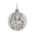 Sterling Silver Saint Paul Medal Pendant with Prayer Inscription, Christian Religious Charm