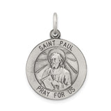 Sterling Silver Saint Paul Medal Pendant with Prayer Inscription, Christian Religious Charm