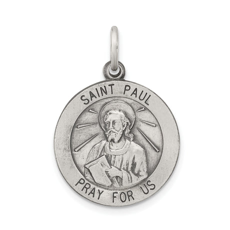 Sterling Silver Saint Paul Medal Pendant with Prayer Inscription, Christian Religious Charm