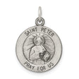 Sterling Silver Saint Peter Medal Pendant with Keys and Book, Catholic Religious Style