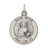 Sterling Silver Saint Peter Medal Pendant with Keys and Book, Catholic Religious Style