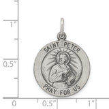 Sterling Silver Saint Peter Medal Pendant with Pray for Us Inscription and Keys