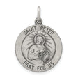 Sterling Silver Saint Peter Medal Pendant with Pray for Us Inscription and Keys