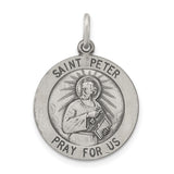 Sterling Silver Saint Peter Medal Pendant with Pray for Us Inscription and Keys