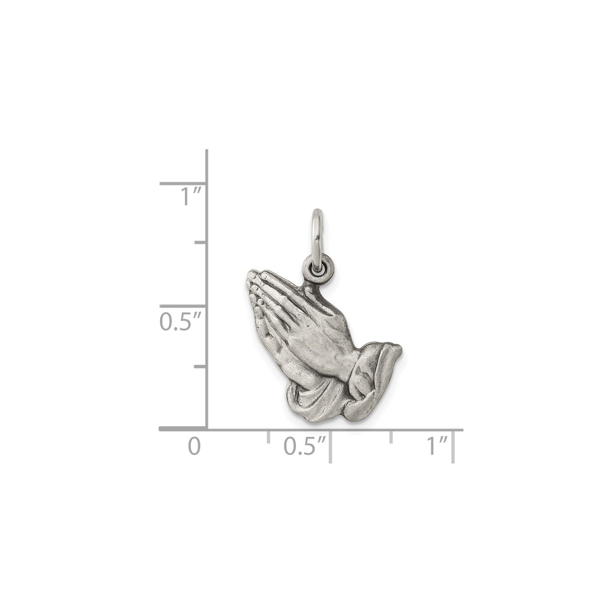 Sterling Silver Praying Hands Pendant, Christian Faith Charm for Men and Women
