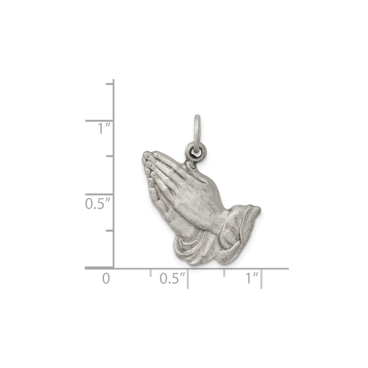 Sterling Silver Praying Hands Pendant, Detailed Religious Charm for Men or Women