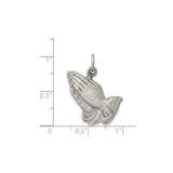 Sterling Silver Praying Hands Pendant, Detailed Religious Charm for Men or Women