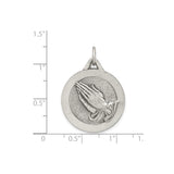 Sterling Silver Praying Hands Pendant, Religious Charm Symbolizing Faith and Devotion