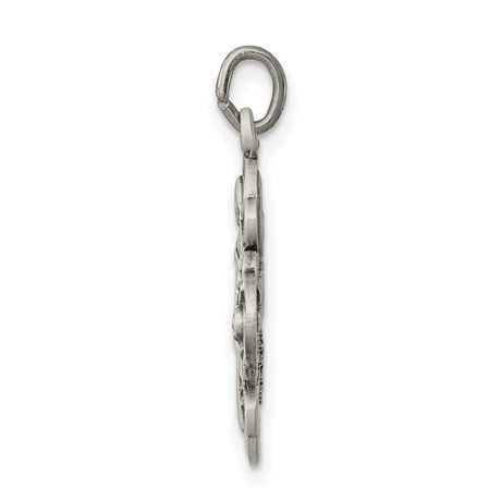 Budded Four Way Cross Charm Pendant in Real 925 Sterling Silver