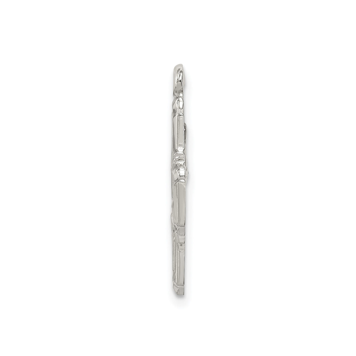 Sterling Silver Four-Way Cross Pendant with Jesus, Virgin Mary, and Saints Engraving