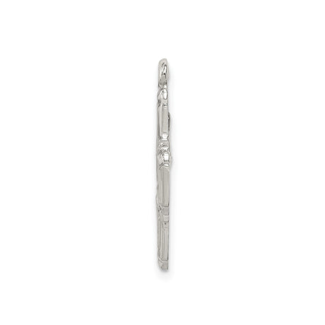 Sterling Silver Four-Way Cross Pendant with Jesus, Virgin Mary, and Saints Engraving
