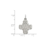 Sterling Silver Four-Way Cross Pendant with Jesus, Virgin Mary, and Saints Engraving