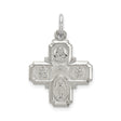Sterling Silver Four-Way Cross Pendant with Jesus, Virgin Mary, and Saints Engraving