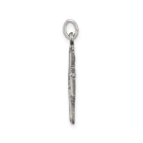 Sterling Silver Four-Way Cross Pendant with Sacred Heart and Saints , Religious Charm