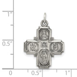4-Way Scapular Cross Charm Pendant in Real 925 Sterling Silver