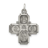 4-Way Scapular Cross Charm Pendant in Real 925 Sterling Silver