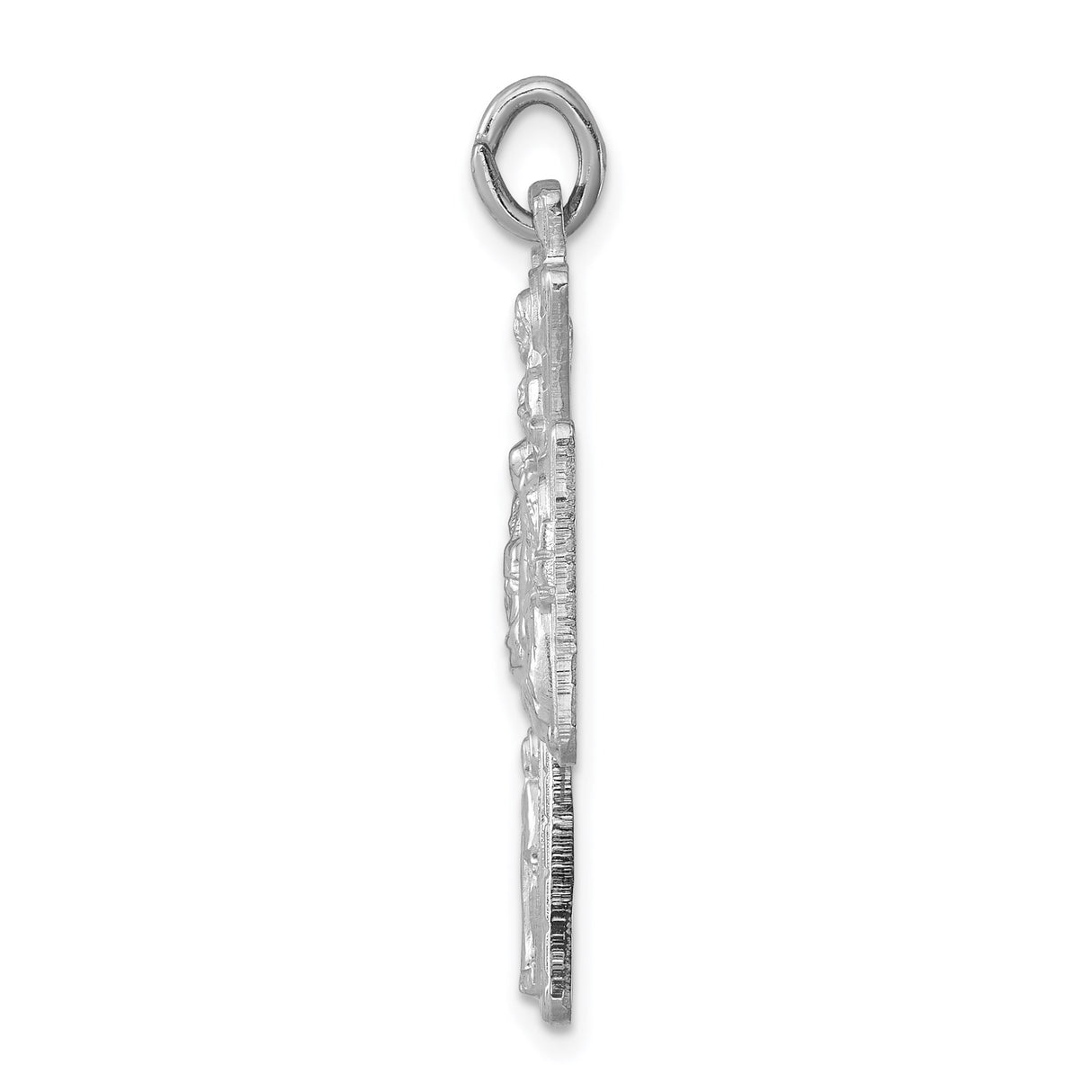 Sterling Silver Four-Way Catholic Cross Pendant with Virgin Mary, Saint Christopher, Sacred Heart of Jesus, and Holy Spirit Dove