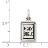 Antiqued Holy Bible Charm Pendant in Real 925 Sterling Silver