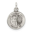 Antiqued Guardian Angel Medal Charm Pendant in Real 925 Sterling Silver