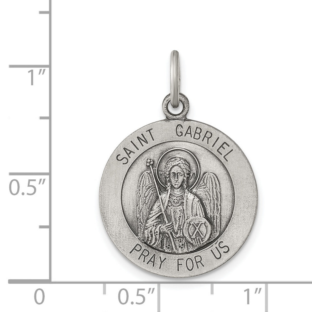 Sterling Silver Saint Gabriel Medal Pendant, Catholic Archangel Religious Jewelry for Men and Women