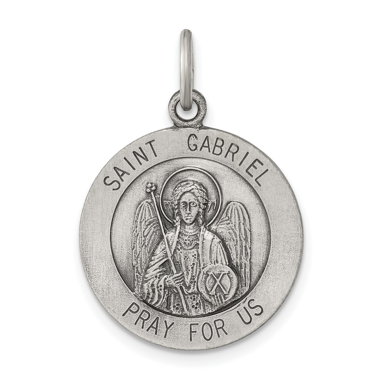 Sterling Silver Saint Gabriel Medal Pendant, Catholic Archangel Religious Jewelry for Men and Women