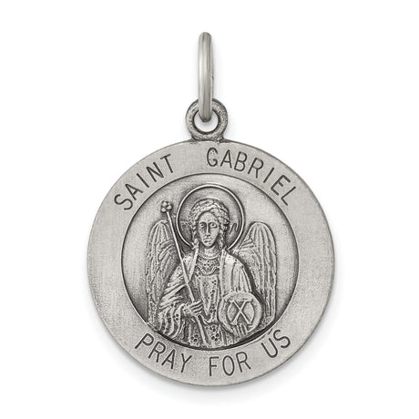 Sterling Silver Saint Gabriel Medal Pendant, Catholic Archangel Religious Jewelry for Men and Women