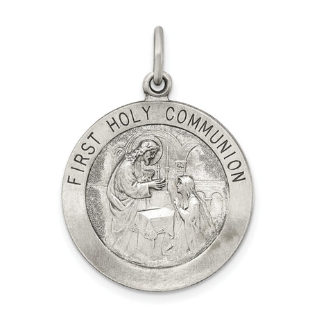 Sterling Silver First Holy Communion Pendant with Jesus Giving Communion Scene