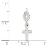 Cross Charm Pendant in Real 925 Sterling Silver