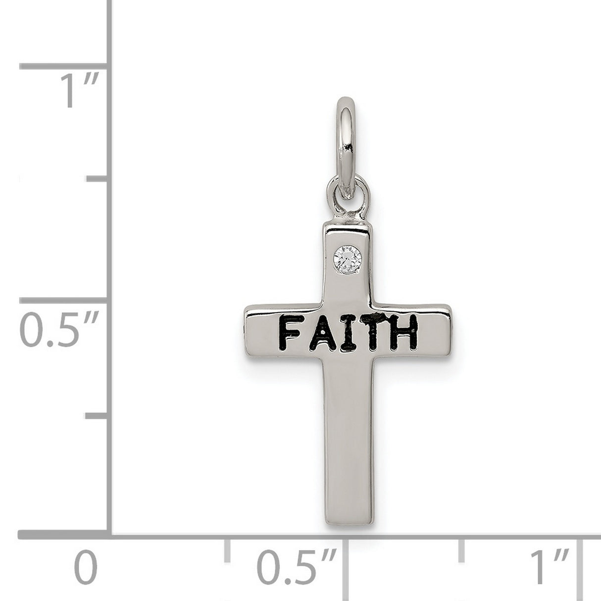 FAITH and CZ Cross Charm Pendant in Real 925 Sterling Silver