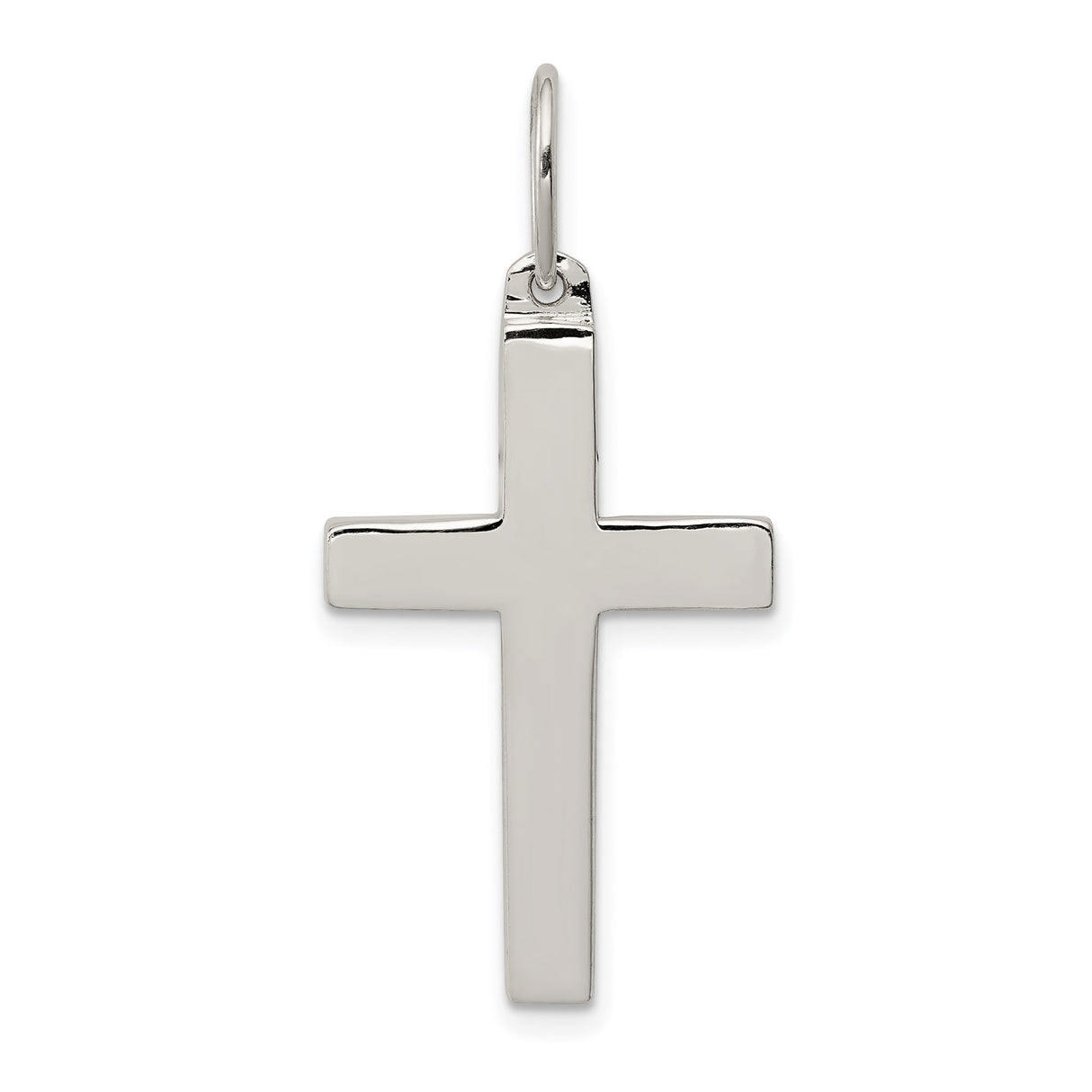 Sterling Silver Cross Pendant, Polished Minimalist Christian Symbol for Men and Women