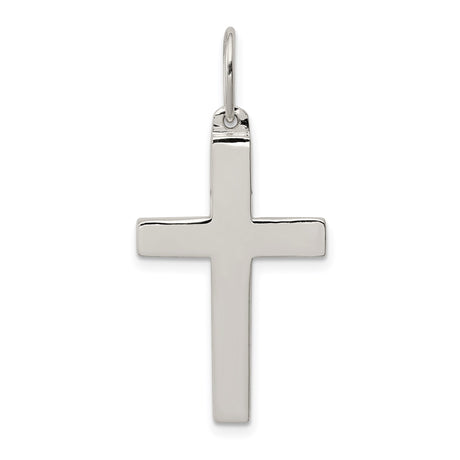 Sterling Silver Cross Pendant, Polished Minimalist Christian Symbol for Men and Women