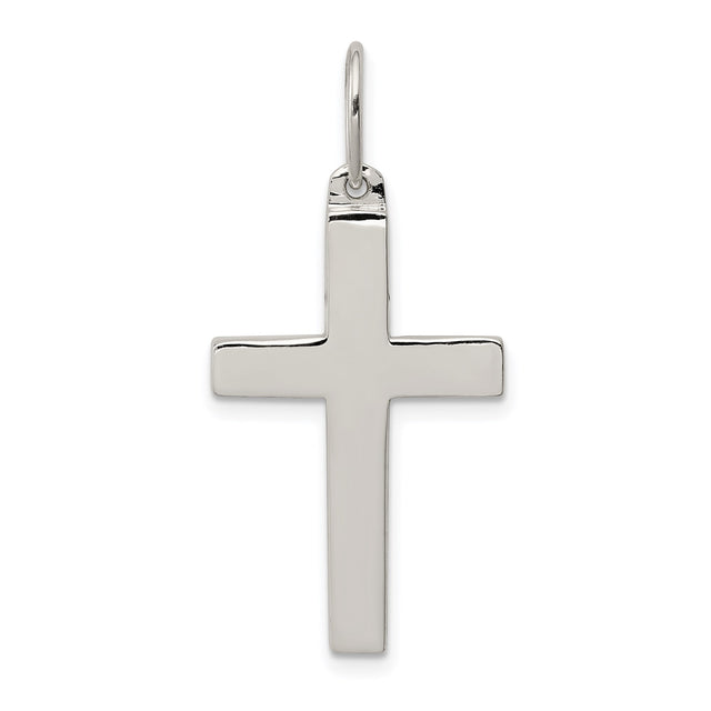 Sterling Silver Cross Pendant, Polished Minimalist Christian Symbol for Men and Women