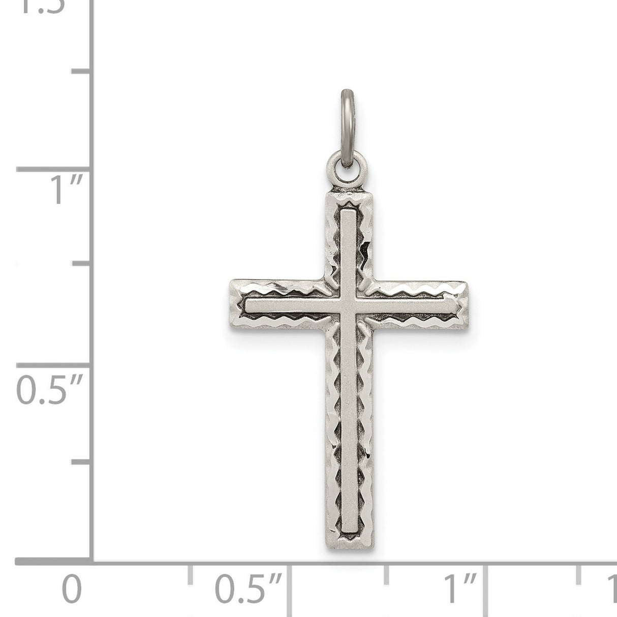 Antiqued Cross Charm Pendant in Real 925 Sterling Silver