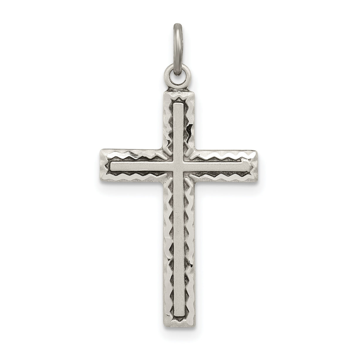 Antiqued Cross Charm Pendant in Real 925 Sterling Silver