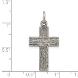 Antiqued Cross Charm Pendant in Real 925 Sterling Silver