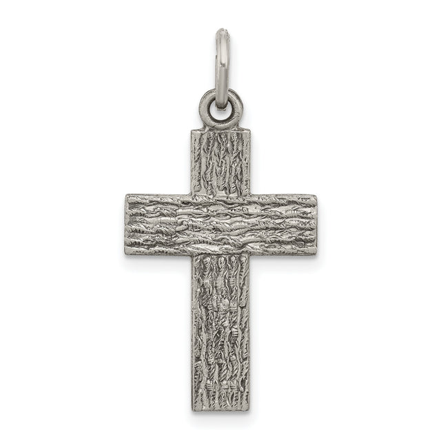 Antiqued Cross Charm Pendant in Real 925 Sterling Silver