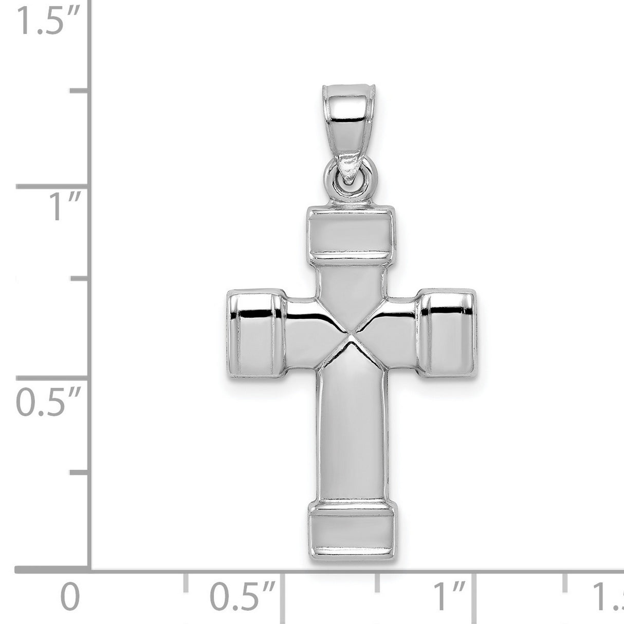 Hollow Reversible Cross Charm Pendant in Real 925 Sterling Silver