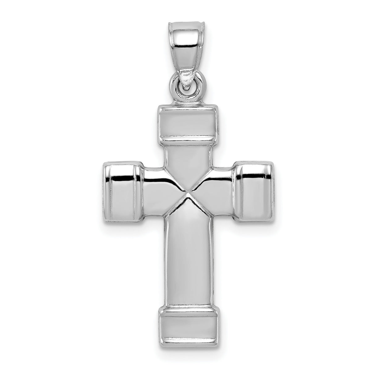 Hollow Reversible Cross Charm Pendant in Real 925 Sterling Silver