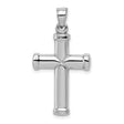 Hollow Reversible Cross Charm Pendant in Real 925 Sterling Silver