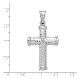 Sterling Silver Reversible Cross Pendant with Diamond Cut Detail, Textured Faith Design